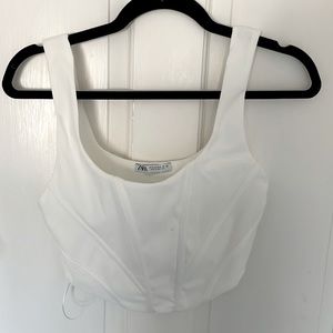 Zara White Corset Style Sleeveless Crop Top
